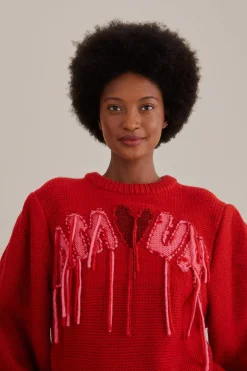  AMOUR EMBROIDERED KNIT SWEATER