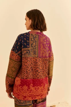  BANDANA DREAM MIXED LEOPARD TEXTURE SWEATSHIRT