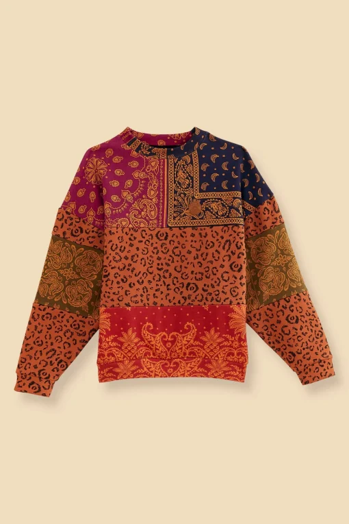  BANDANA DREAM MIXED LEOPARD TEXTURE SWEATSHIRT