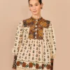  BEIGE AINIKA FLORAL LONG SLEEVE BLOUSE