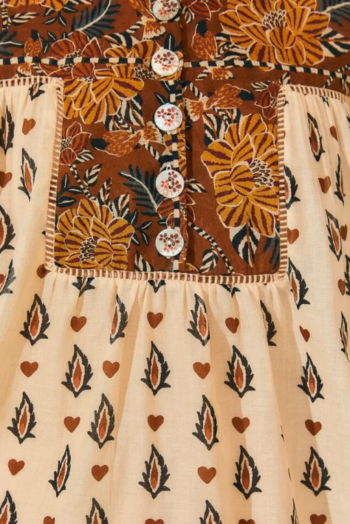  BEIGE AINIKA FLORAL LONG SLEEVE BLOUSE