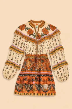  BEIGE AINIKA FLORAL RUFFLE MINI DRESS