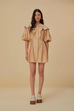  BEIGE SHORT SLEEVE MINI DRESS