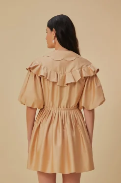  BEIGE SHORT SLEEVE MINI DRESS