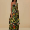  BIRD LEAVES SAND ONE SHOULDER MAXI DRESS