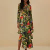  BIRD LEAVES SAND TIERED BOW DETAIL MAXI SKIRT