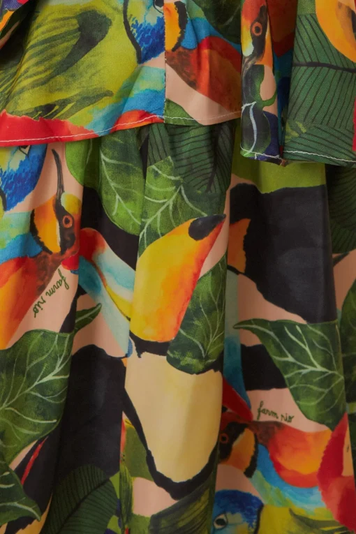  BIRD LEAVES SAND TIERED BOW DETAIL MAXI SKIRT