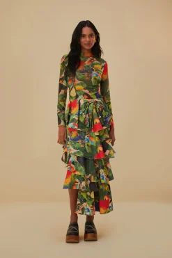  BIRD LEAVES SAND TULLE BLOUSE