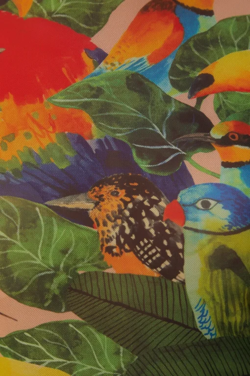  BIRD LEAVES SAND TULLE BLOUSE