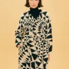  BLACK &AMP; WHITE HEART DECO MAXI FLEECE COAT