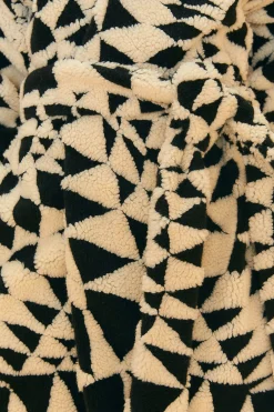  BLACK & WHITE HEART DECO MAXI FLEECE COAT