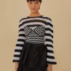  BLACK AND WHITE STRIPES CROCHET BLOUSE
