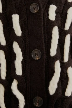  BLACK AND WHITE TEXTURED KNIT CARDIGAN