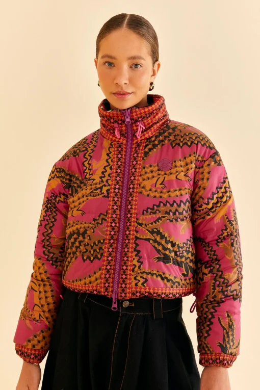  BLACK BANANA DOTS TRICOT REVERSIBLE PUFFER JACKET
