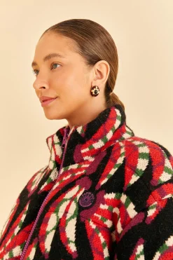  BLACK BANANA DOTS TRICOT REVERSIBLE PUFFER JACKET