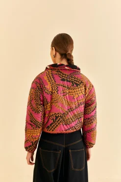  BLACK BANANA DOTS TRICOT REVERSIBLE PUFFER JACKET