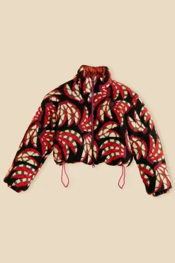  BLACK BANANA DOTS TRICOT REVERSIBLE PUFFER JACKET