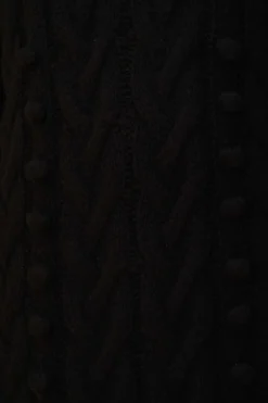  BLACK BRAIDED MIDI SWEATER DRESS
