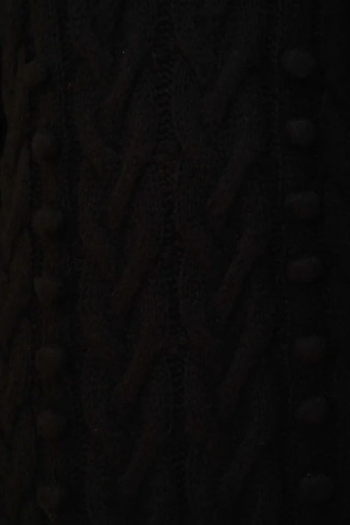  BLACK BRAIDED MIDI SWEATER DRESS