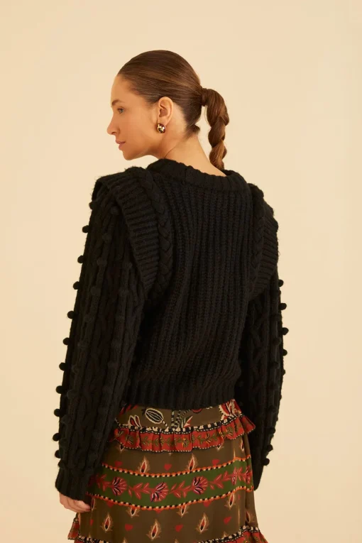  BLACK BRAIDED SWEATER