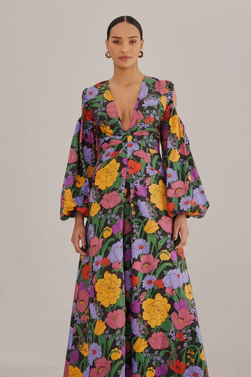  BLACK BUCOLIC GARDEN CUT OUT MAXI DRESS