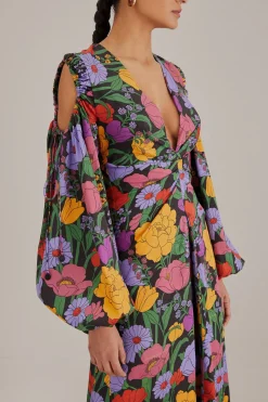  BLACK BUCOLIC GARDEN CUT OUT MAXI DRESS