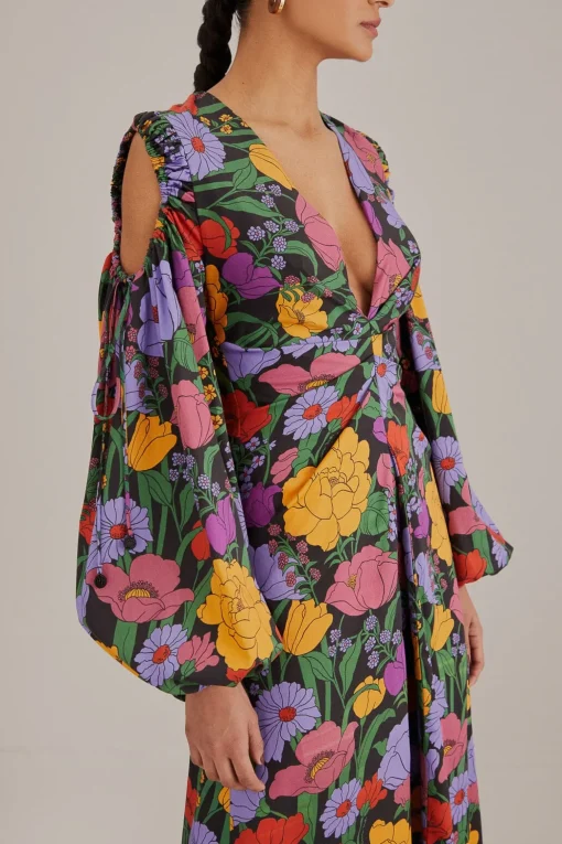  BLACK BUCOLIC GARDEN CUT OUT MAXI DRESS