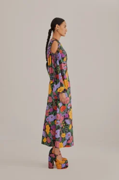  BLACK BUCOLIC GARDEN CUT OUT MAXI DRESS