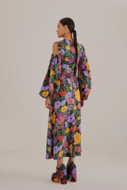  BLACK BUCOLIC GARDEN CUT OUT MAXI DRESS