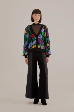  BLACK BUCOLIC GARDEN KNIT CARDIGAN