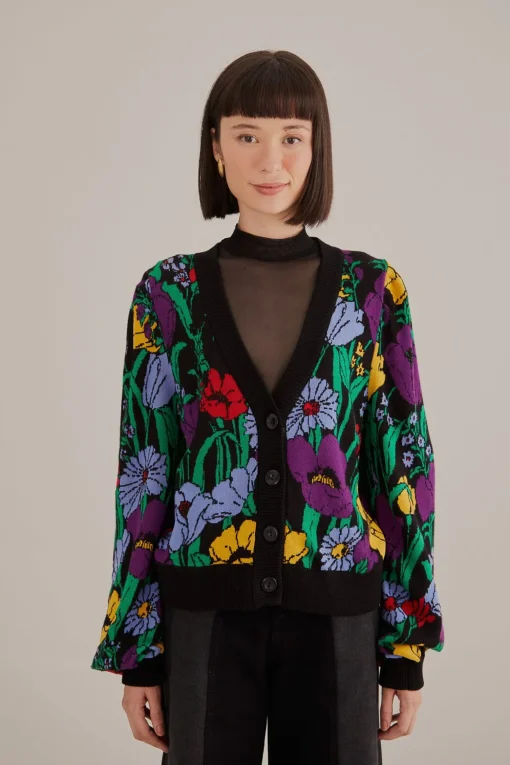  BLACK BUCOLIC GARDEN KNIT CARDIGAN