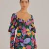  BLACK BUCOLIC GARDEN LONG SLEEVE MINI DRESS