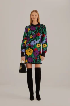  BLACK BUCOLIC GARDEN SWEATER DRESS
