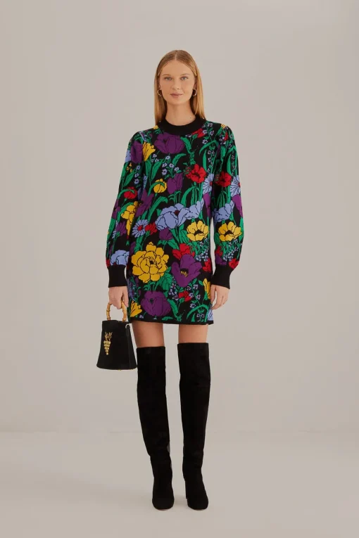  BLACK BUCOLIC GARDEN SWEATER DRESS