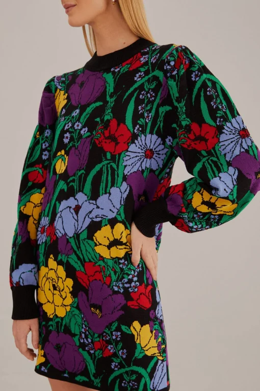  BLACK BUCOLIC GARDEN SWEATER DRESS