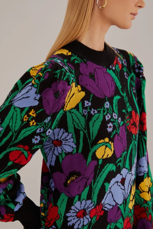  BLACK BUCOLIC GARDEN SWEATER DRESS