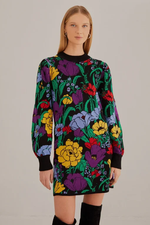  BLACK BUCOLIC GARDEN SWEATER DRESS