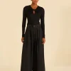  BLACK CANVAS MAXI PLEATED PANTS