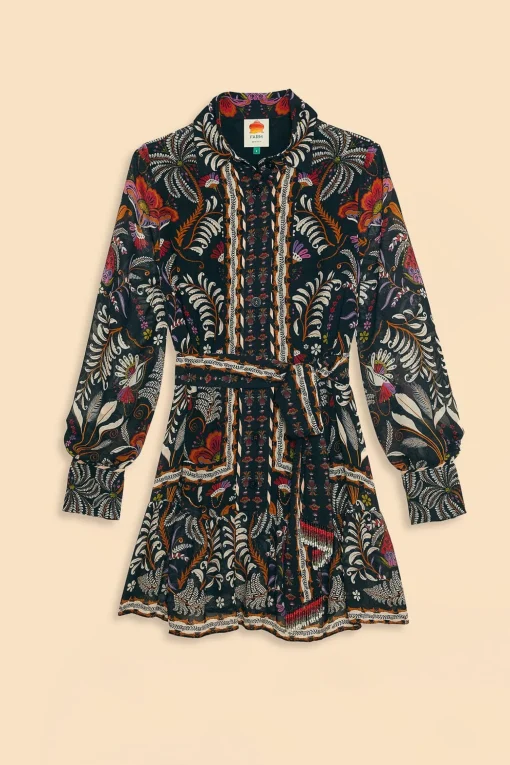  BLACK CLASSIC GARDEN LONG SLEEVE MINI DRESS