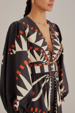  BLACK COCONUT GROVE PUFF SLEEVE MAXI DRESS