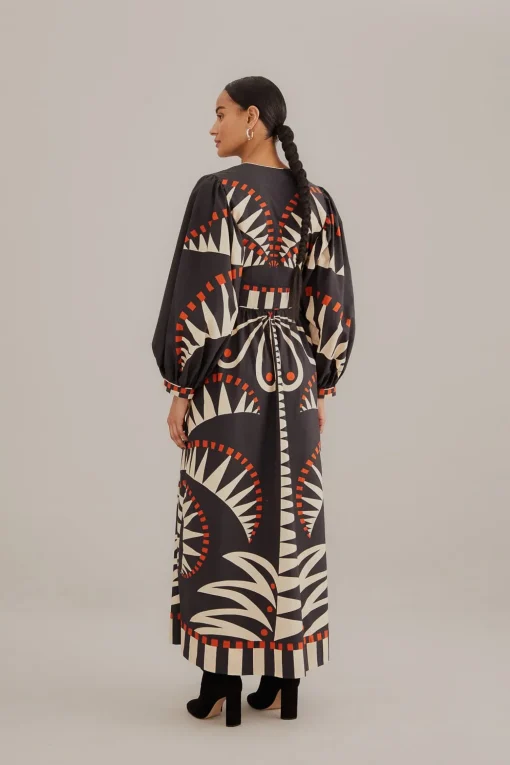  BLACK COCONUT GROVE PUFF SLEEVE MAXI DRESS