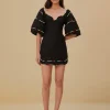  BLACK COLORED STRIPES SHORT SLEEVE MINI DRESS
