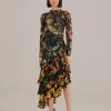 BLACK COLORFUL BIRDS TULLE BLOUSE
