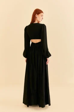  BLACK CUT OUT LONG SLEEVE MAXI DRESS