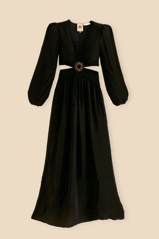  BLACK CUT OUT LONG SLEEVE MAXI DRESS