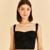 BLACK 3D FLOWER CORSET CROP TOP