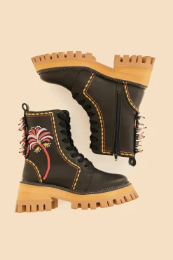  BLACK EMBROIDERED MID BOOT