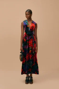  BLACK FLOWER SEASON MAXI WRAP DRESS