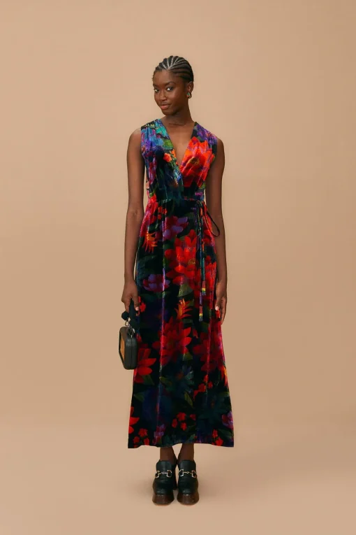  BLACK FLOWER SEASON MAXI WRAP DRESS
