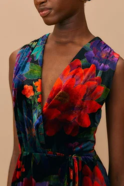  BLACK FLOWER SEASON MAXI WRAP DRESS